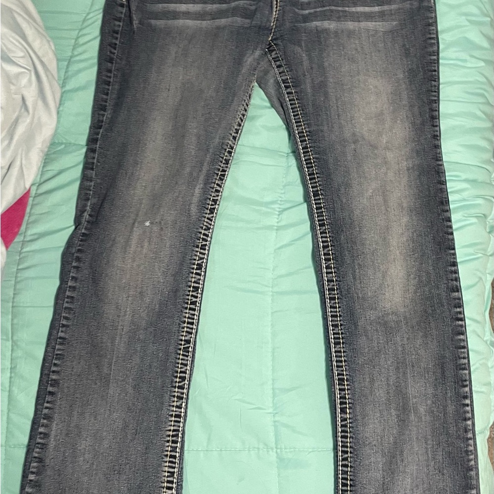 Maurices Distressed Bootcut Jeans - Size 15/16 REG - Heavy Stitching